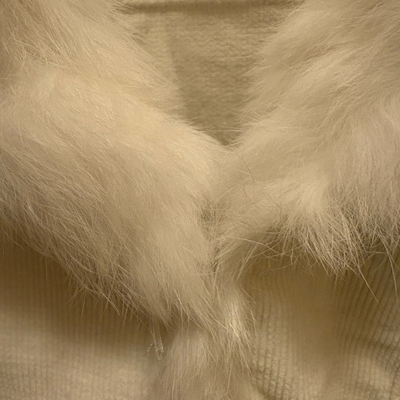Vintage Y2K Sheri Bodell Corduroy White 100% Rabbit Fur Trim Jacket Sz XS - Picture 5 of 16